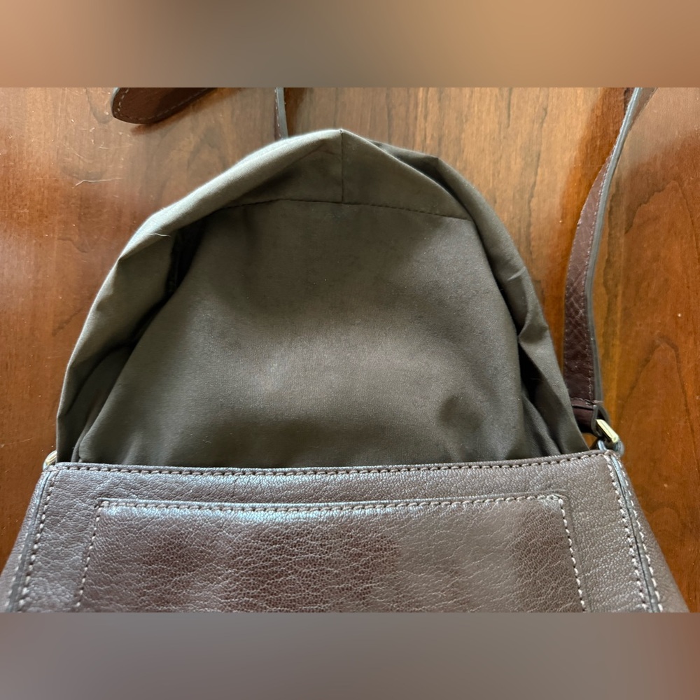 ✨ Cole Haan Supple Brown Leather Crossbody Flap Bag w/ Woven Strap Detailing ✨ - Picture 12 of 13
